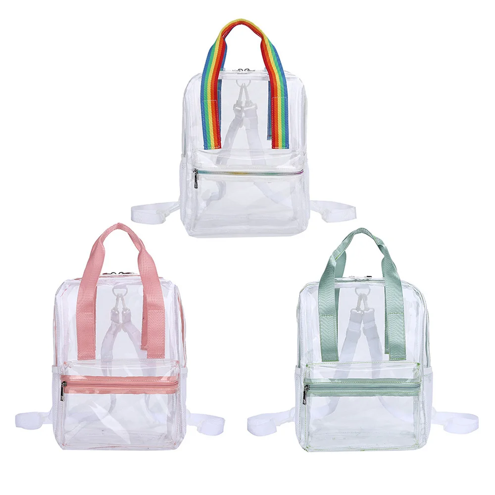 Mochila impermeable de PVC transparente para mujer, mochilas escolares para estudiantes y adultos, a la moda