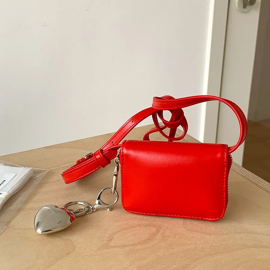 Mini Cute Red Crossbody Bags For Women 2024 Y2k Korean Fashion Women Trend PU Leather Shoulder Bag Lady Handbags And Purses