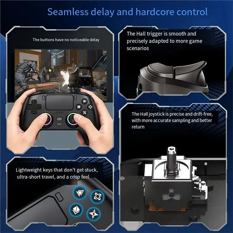[LXYA68Z!] RGB Gamer Controller For PS5 Wireless Gamepad Gyro Sensor Hall Joystick And Effect Trigger Built-In Speaker