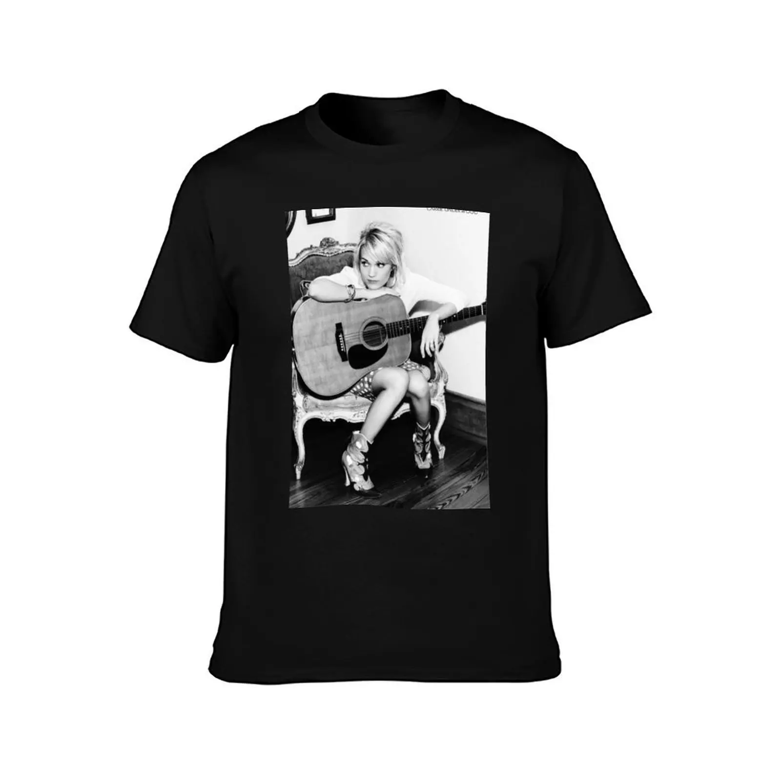 carrie with guitar T-Shirt, Summer Casual Cotton Tee, Oversized Streetwear Tops, Vintage Graphic Print, Loose Fit Short Sleeve