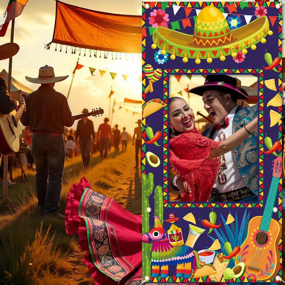 2D-Flachstoff, 1 Stück, mexikanischer Fotobox-Hintergrundstoff aus Polyesterfaser, für Familienfeiern