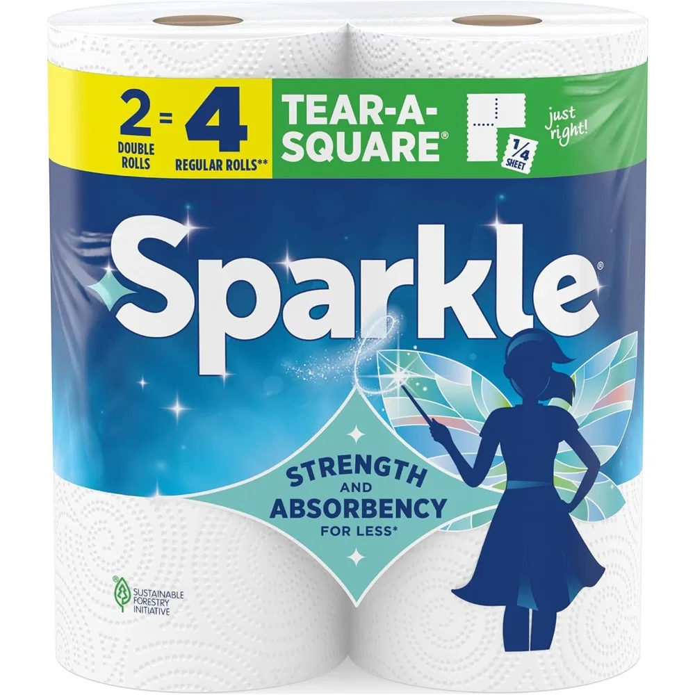 

US Shipping Tear A Square Paper Towels 2 Double Rolls 220 Sheets Strong 2 Ply for Kitchen Cleanup Everyday Messes