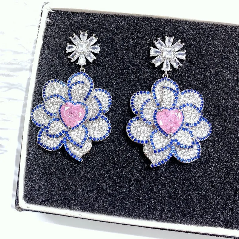 

Bilincolor модные серьги с синим цветком для женщин, свадебные украшения