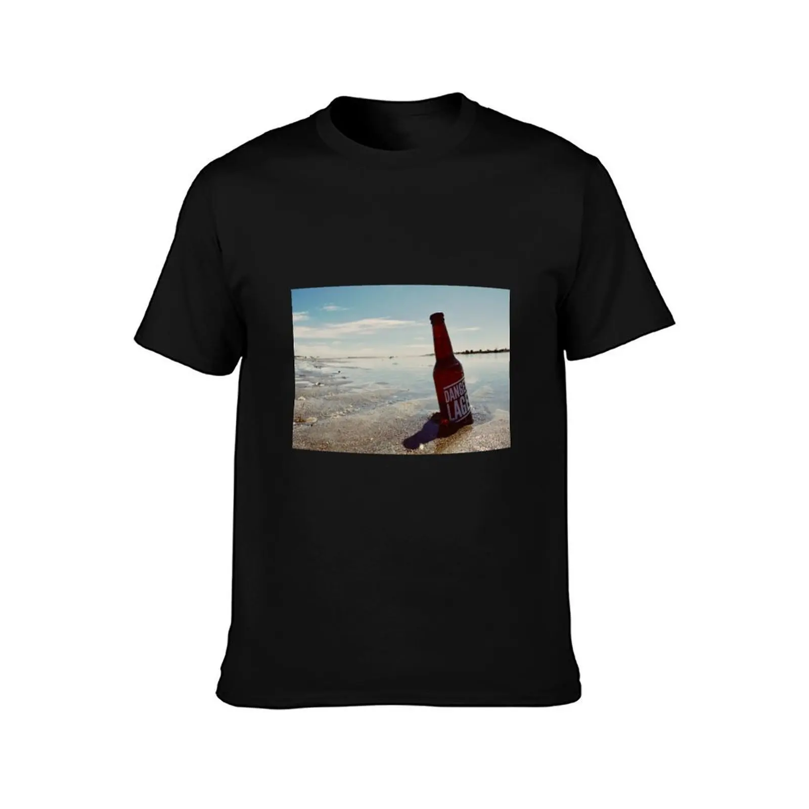 Danger Larger T-Shirt, Summer Casual Cotton Tee, Oversized Streetwear Tops, Vintage Graphic Print, Loose Fit Short Sleeve