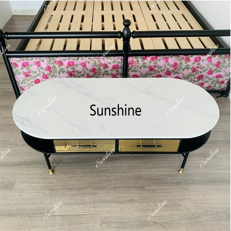 

Modern light luxury living room round coffee table oval marble coffee table rock slab coffee tableTJ