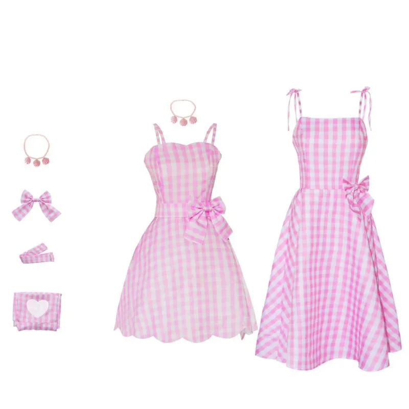 Women Costume for Margot Robbie Cosplay Pink Dresses Suit Halloween Costumes Movie Princess Charm School Uniform