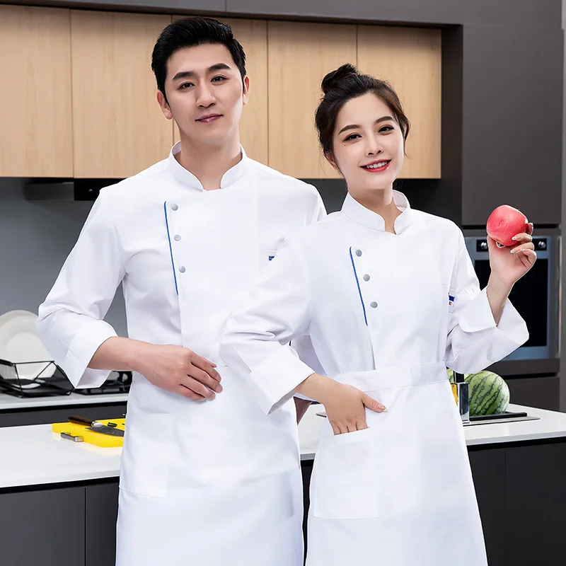 Hotel Restaurant Chef Overalls Long Sleeve Men'S And Women'S Autumn And Winter Clothes Cooking Baking Western Chef Tooling Resta