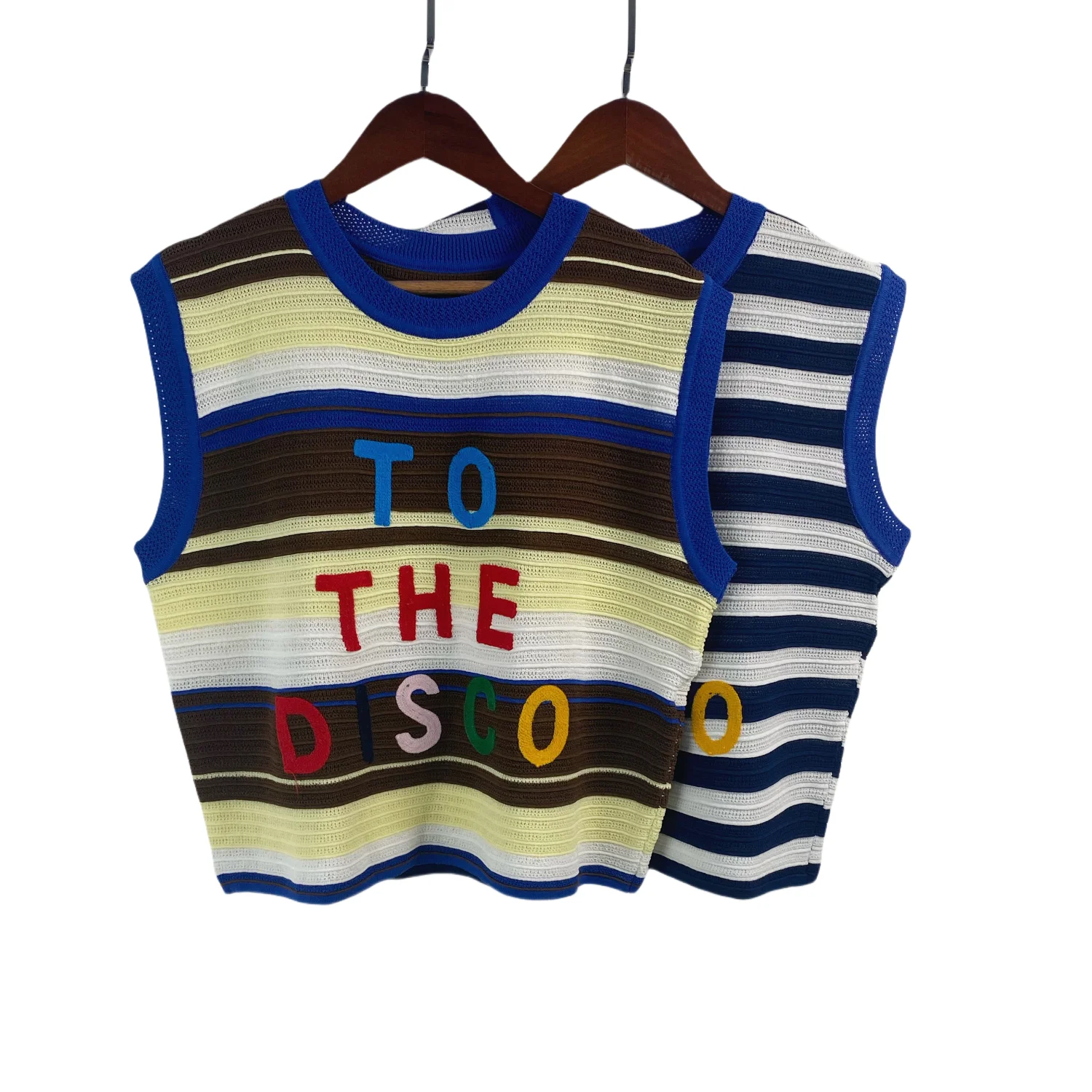 

Colored Striped Knitted Sleeveless Vest Women's Fashion and Casual Sweater Vest Top Women's Streetwear Vest Knitted Sweater Y2K
