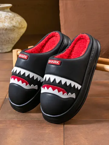 Pantofole calde con plateau da uomo PU EVA Memory foam Squalo morbido Design carino Comode scarpe da casa antiscivolo di alta qualità