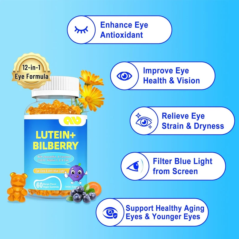 20mg lutein and zeaxanthin gummies - relieve dry eye, improve visual clarity, and provide macular support