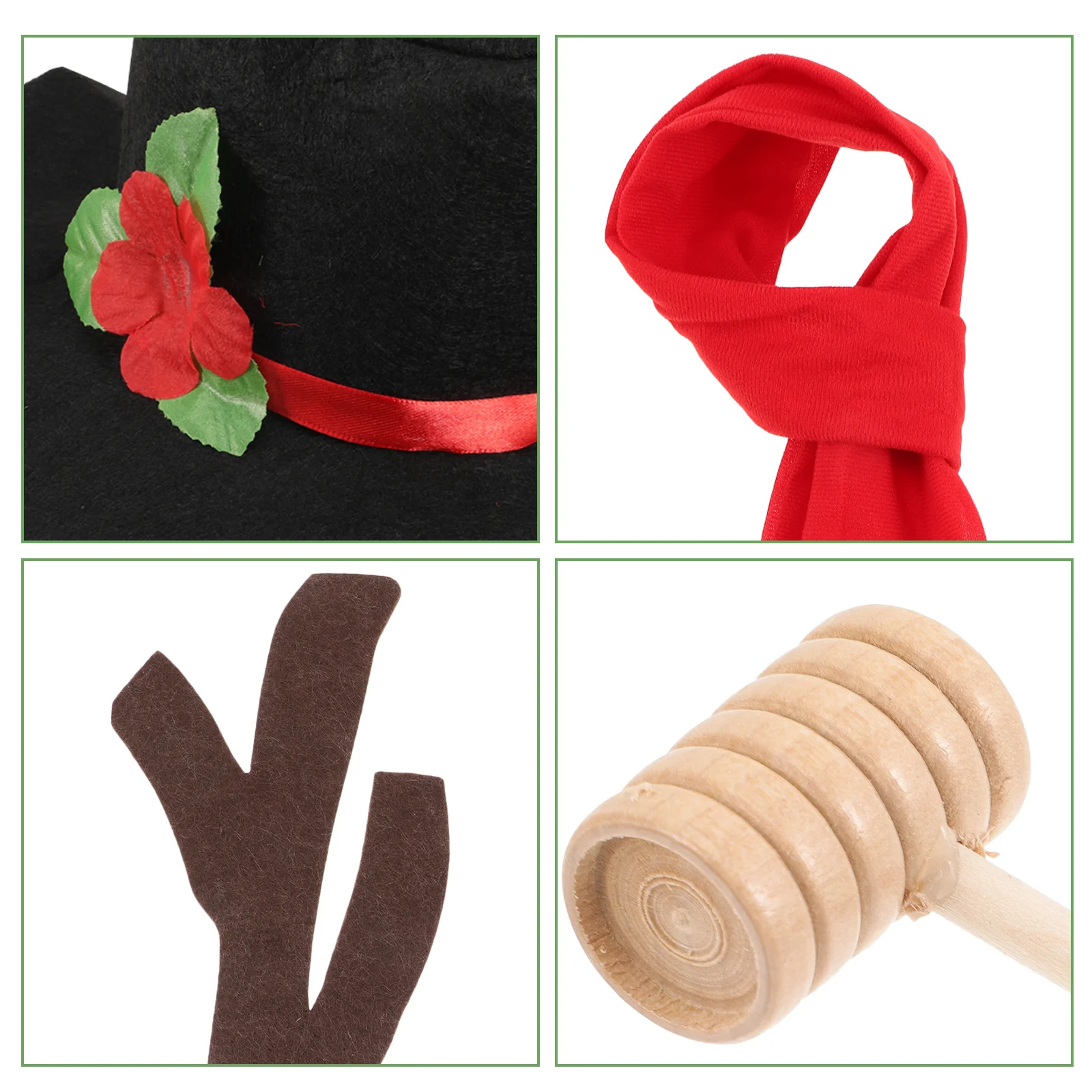 

1 Set Snowman Hat Scarf Kit Christmas Decoration Props Diy Outdoor Activities For Reusable Winter Holiday Family Fun Decor