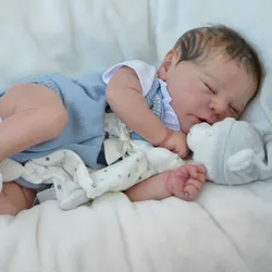 21inch Reborn Doll Kit Sleeping Baby Chase Unfinished Unpainted Doll Parts with Cloth Body and COA Kit Molde Bebê Reborn