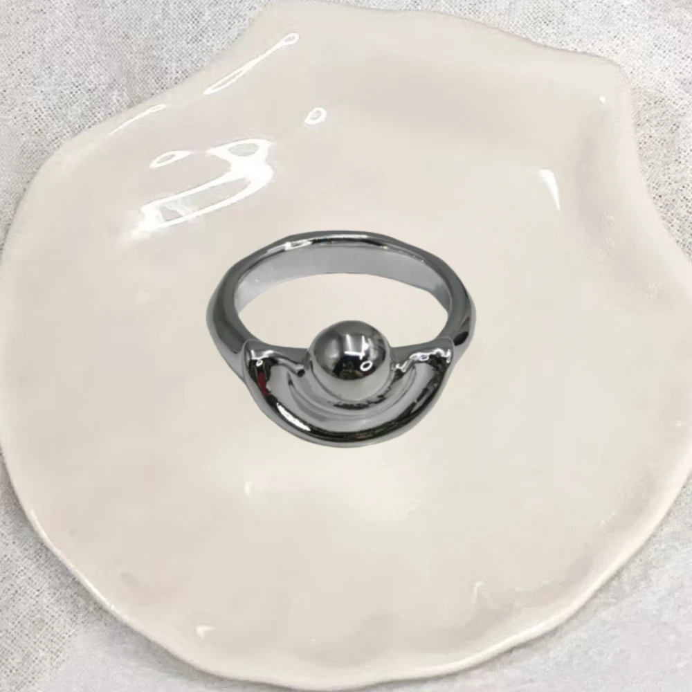 

Advanced round bead geometric splicing ring, unisex accessories, couple's jewelry, give friends party gifts