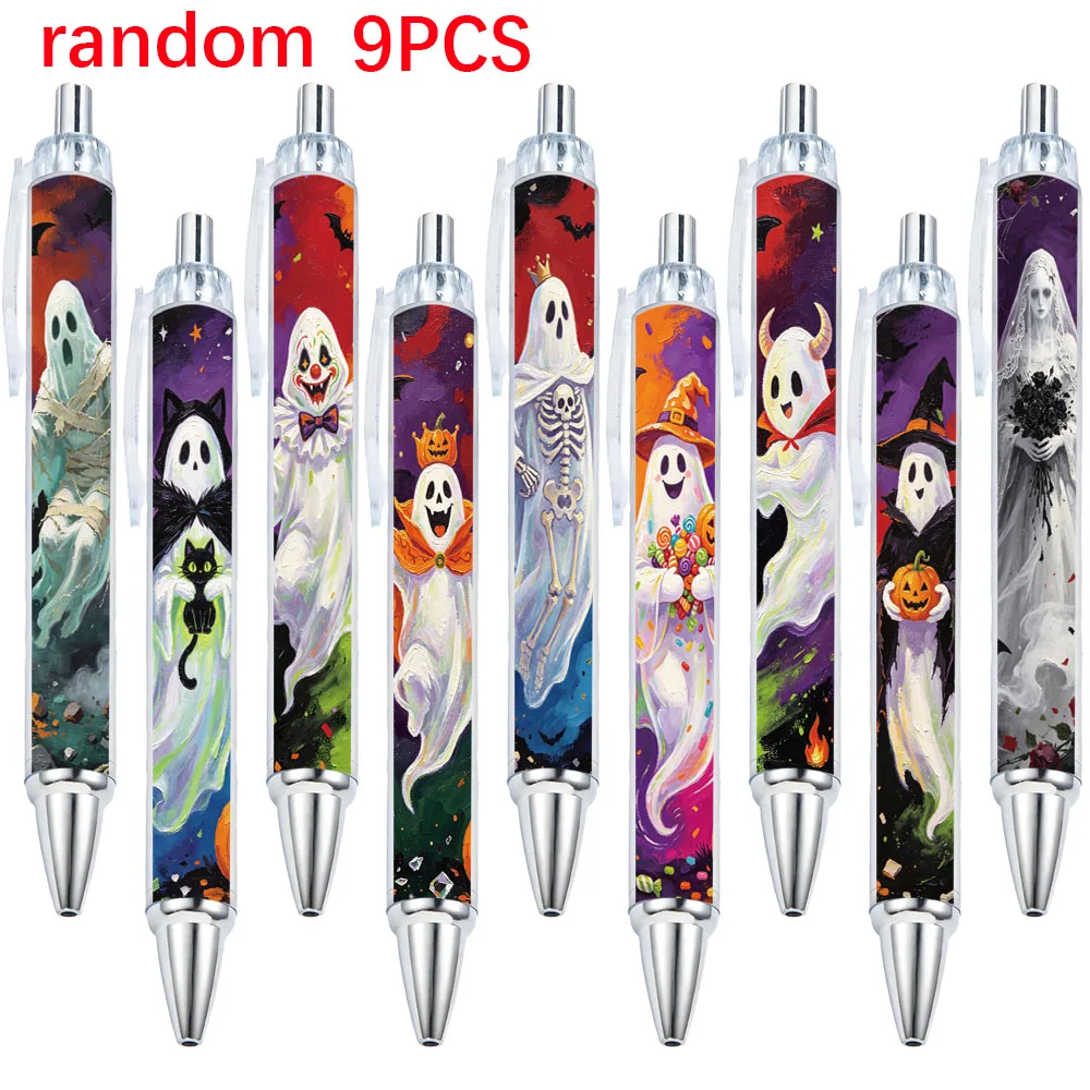 conjunto-de-9-canetas-retrateis-com-tema-de-fantasmas-para-o-halloween-canetas-de-presente-com-designs-aleatorios