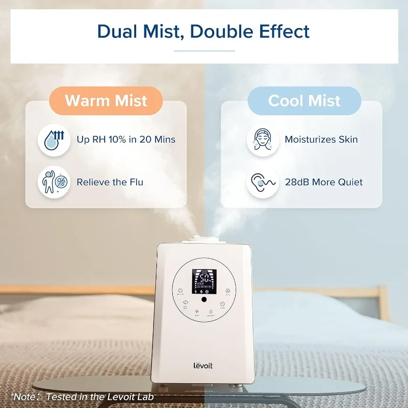 Room Home, 6L Warm and Cool Mist Ultrasonic Air Vaporizer for Plants and Whole House, Built