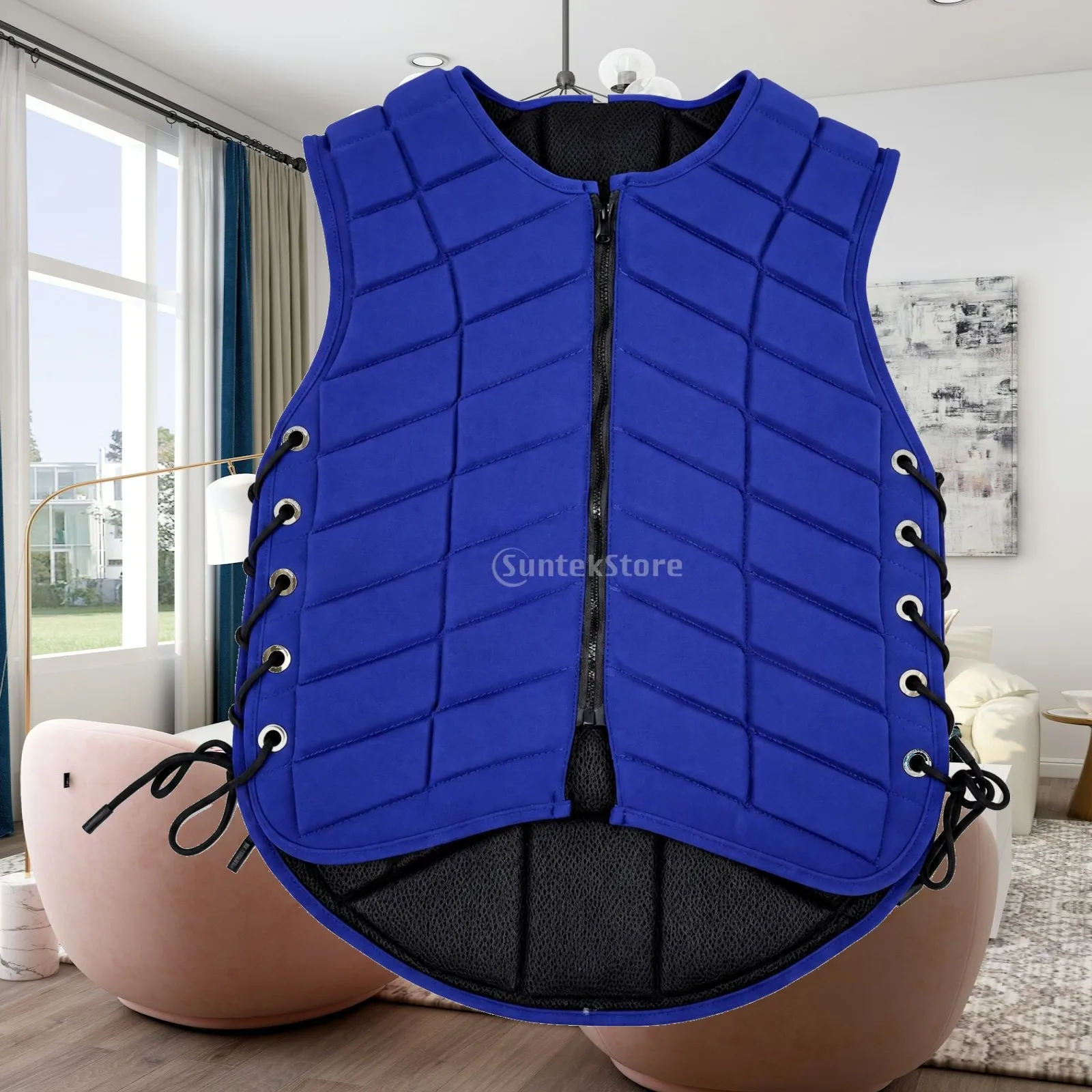 Riding Protective Vest for Horse Equestrian Body Guard Sleeveless Shock Absorbing Padded Chest Protection with Metal Eyelet
