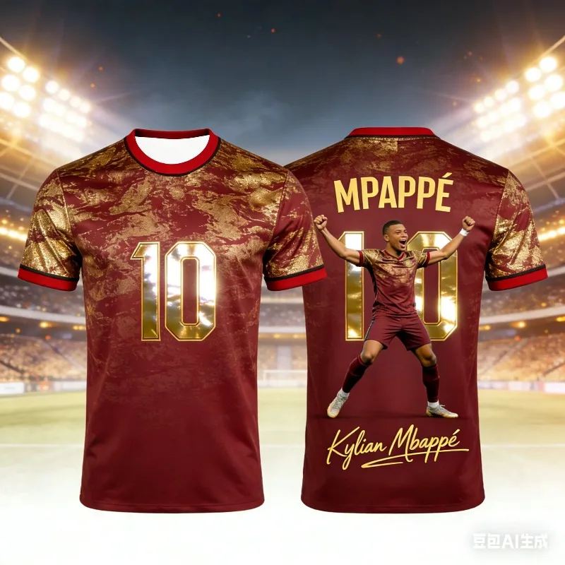 Mbappé 3D Design Children's Football T-shirt Is Suitable for Family Use It Features Summer Style Is Ideal for Outdoor Activities