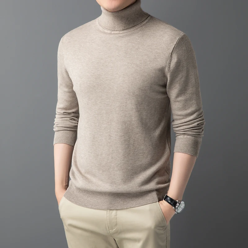 

Мужской свитер с высоким воротником Thiened, свободный крой, базовый слой, трикотаж, повседневная удобная длинная свеч, дышащий цвет