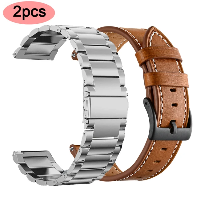 Metal Leather Wrist Band Strap for Samsung Galaxy Watch 46mm SM-R800/Galaxy Watch 42mm SM-R810 41mm 45mm Smart watch