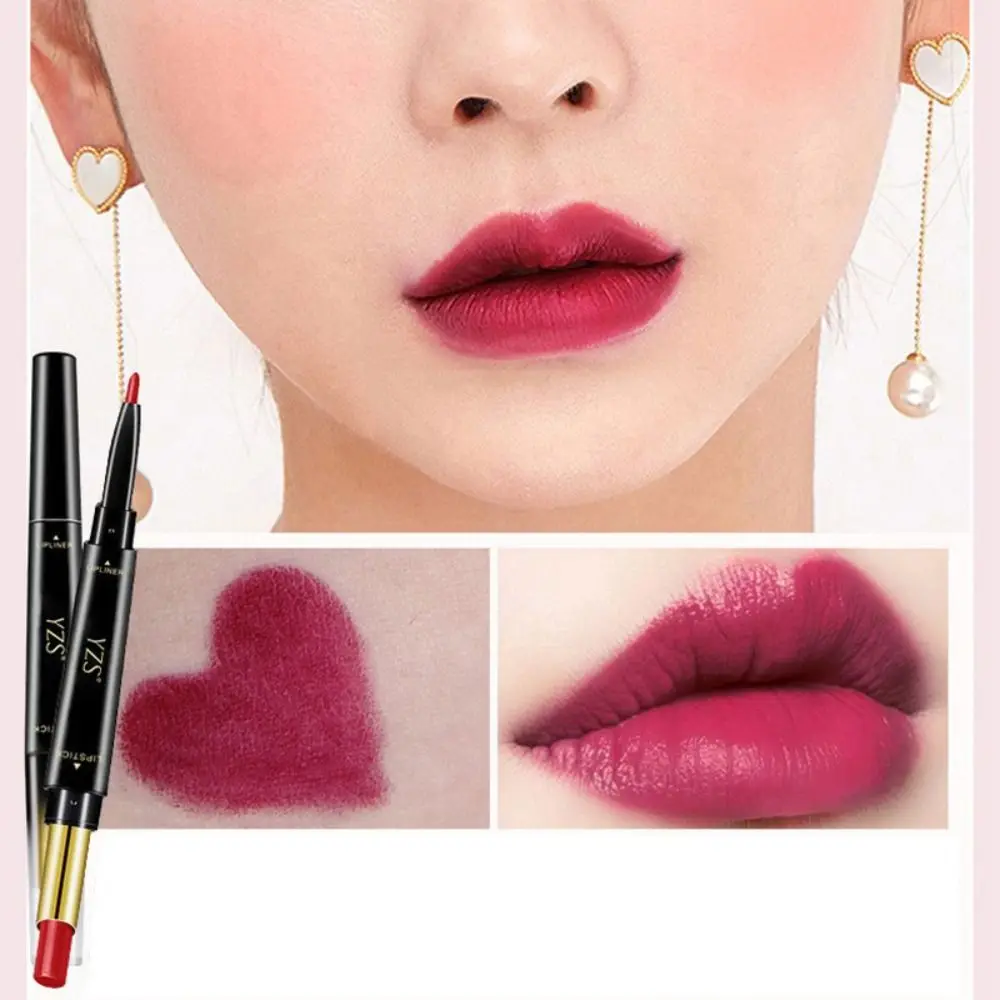 Карандаш для губ 2-в-1 с двойным наконечником, 6 оттенков, не оставляет следов, водостойкий, увлажняющий, бархатный, для макияжа губ
