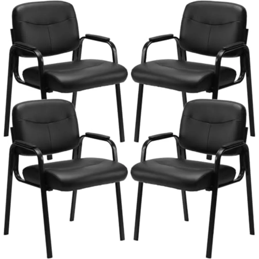 

Комплект из 4 кожаных офисных кресел для зоны ожидания с мягкими подлокотниками для дома, конференц-зала, лобби, медицинской клиники, стационарной приемной