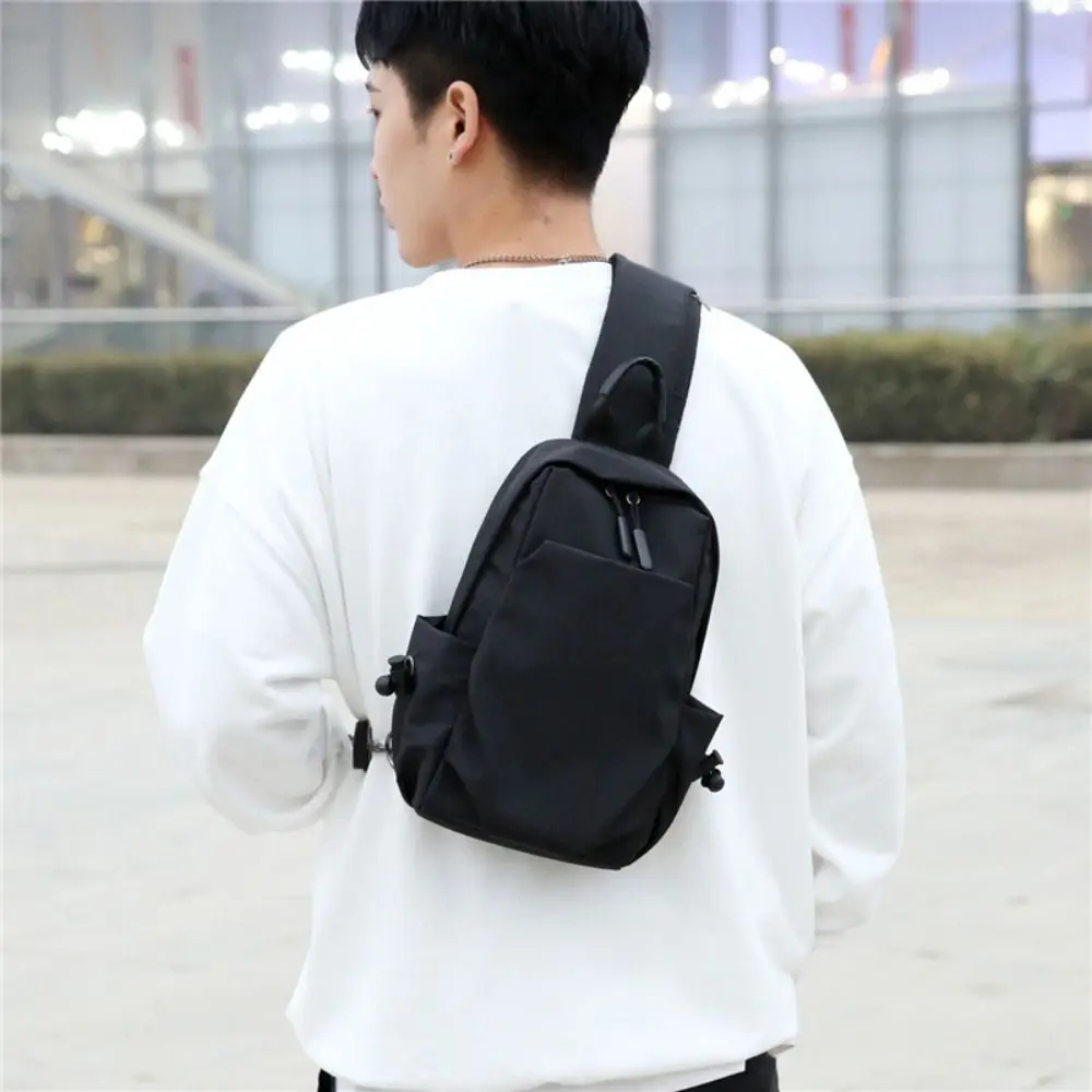 

Fashion Zipper Pocket Oxford Shoulder Bag Large Capacity Retro Chest Bag Men Waterproof Storage Messenger Bag Leisure