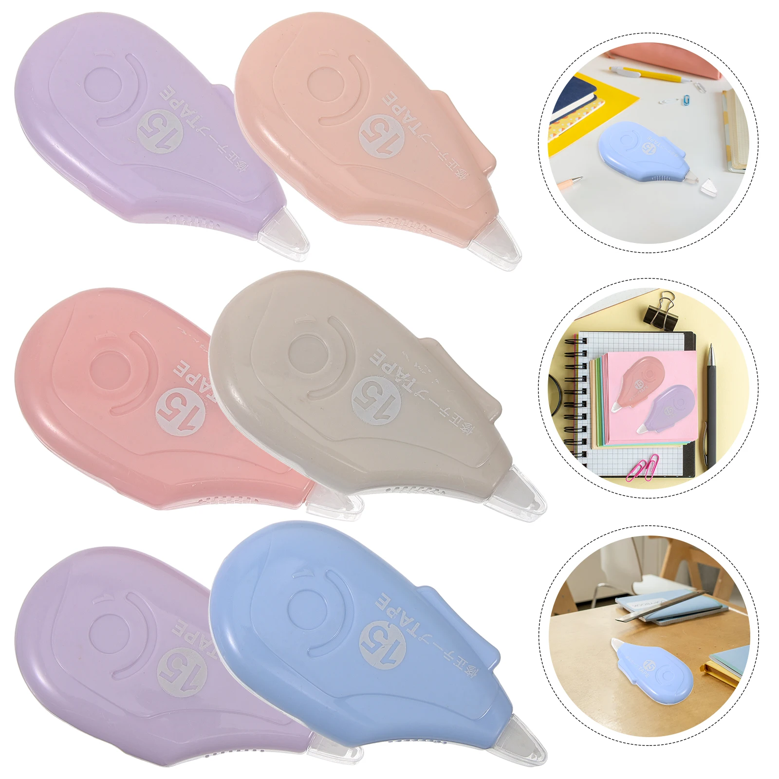 6 قطع شريط تصحيح ملون مريح قضيب اللوازم المدرسية القرطاسية الطلاب تصحيح أشرطة لاصقة