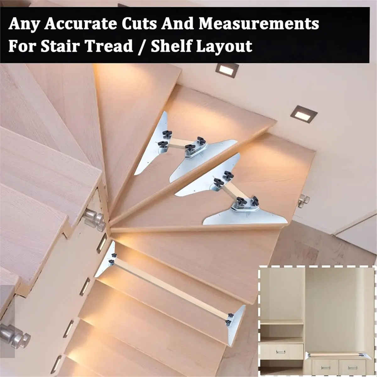 A50U 1 Pair Stainless Steel Stair Tread Template Tool for Precise Tile & Board Positioning