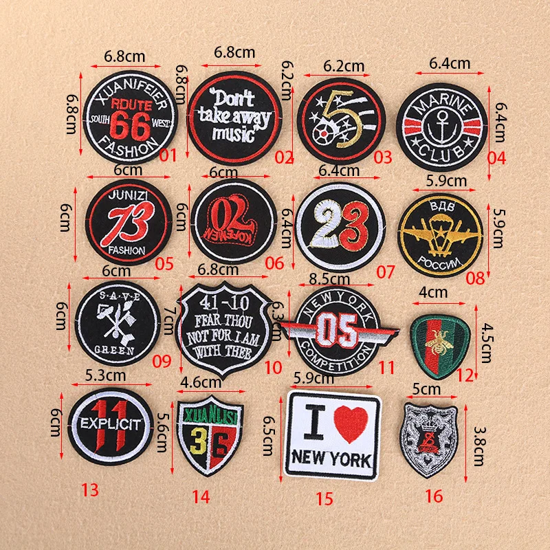 50pcs/Lot Vintage Anime Fun Embroidery Patch Letter Bee Marine Route Shirt Bag Clothing Decoration Accessory Craft Diy Applique