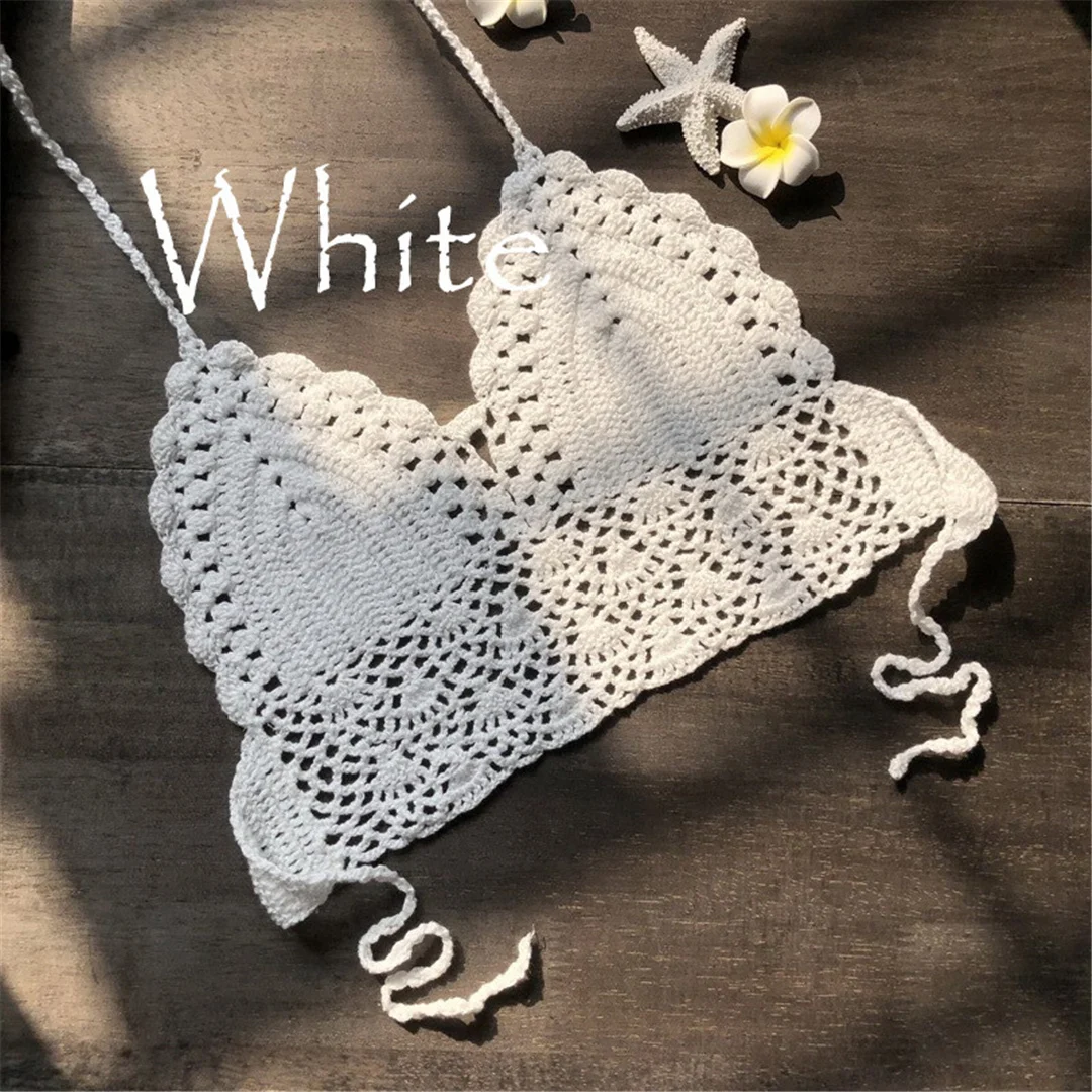 S - XL 9 Farben Häkel-Bikini-Oberteil Damen-Badeanzug Frauen-Bademode Badebekleidung Badeanzug mit Ausschnitten Strand-Top V4193 – Detail 25