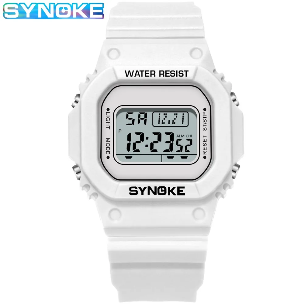 Digital Watches Lady Sports Luminous Multifunction Waterproof Chrono Wristwatch Outdoor Girls Fashion Student Watch New Synoke