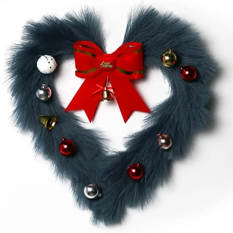 

A20I Искусственный венок из пампасов, 16,14-дюймовый осенний дверной настенный орнамент в форме сердца, Рождественский искусственный венок для стиля бохо (синий)