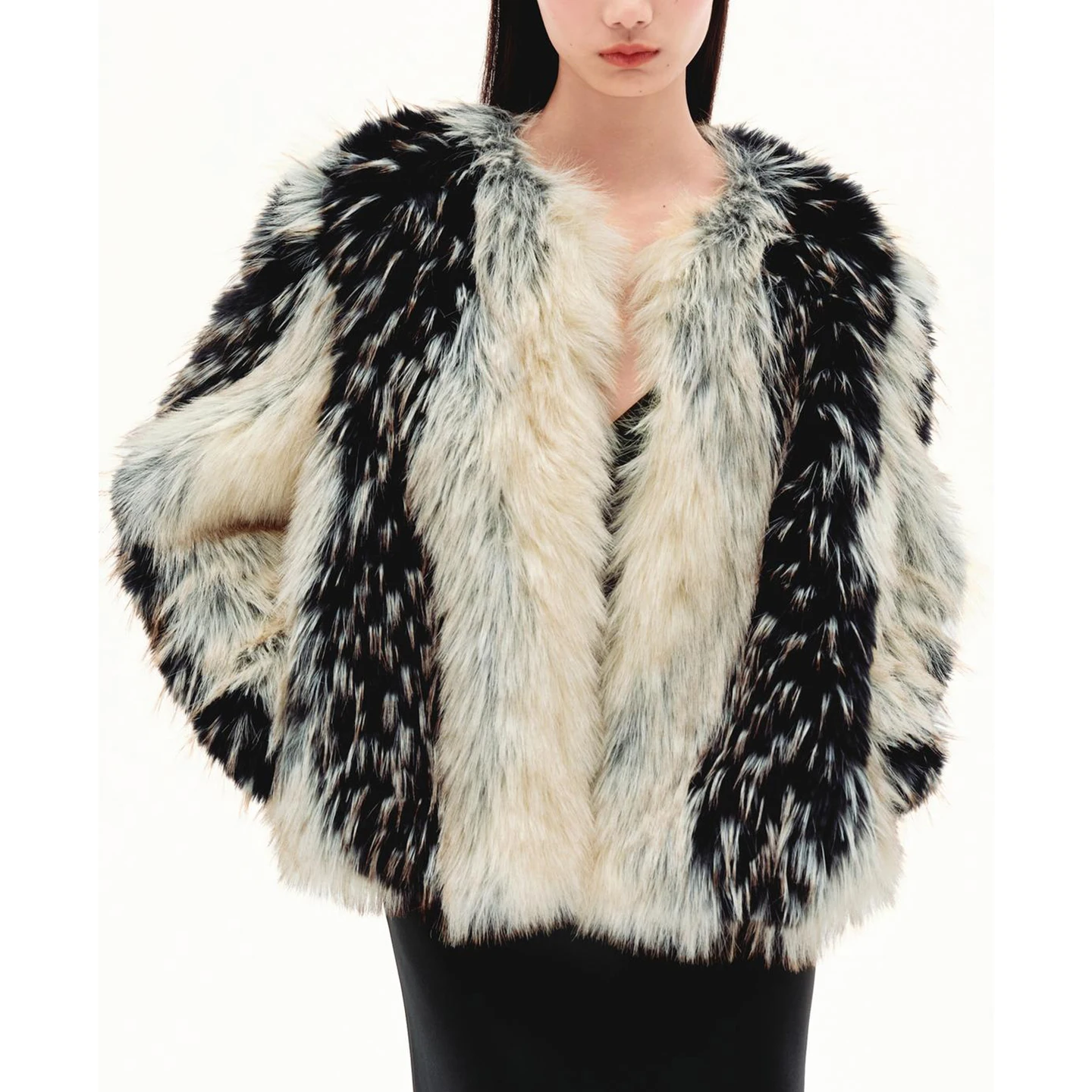 شتاء جديد المرأة فضفاضة مستديرة Ne تأثير الفراء الاصطناعي Jaet ort ملابس خارجية تخفيف Sle ألياف البوليستر طويلة Sve