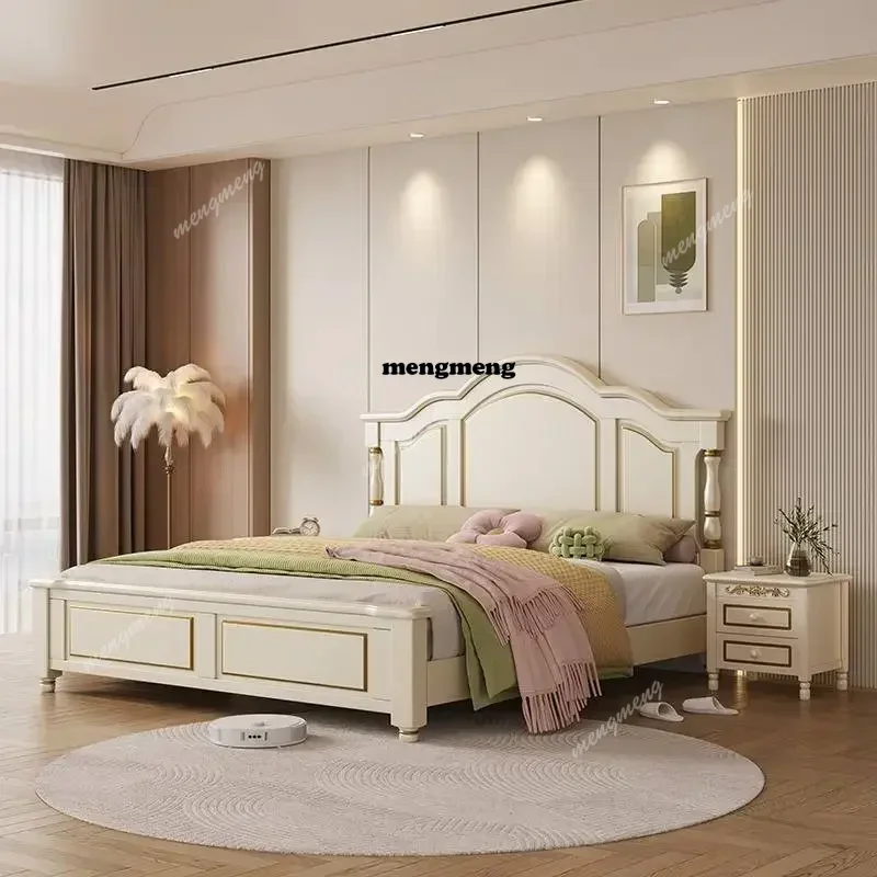 Wood Double Bed Drawers Nordic Elegant Bedframe Nightstands Beds Frames Bedroom Designer Letto Matrimoniale Trendy Furniture