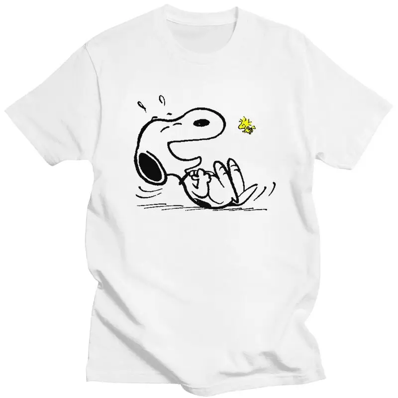 Snoopys Laugh T Shirt for Men 100% Cotton Tees Tshirts Short Sleeve Graphic T-shirt Gift