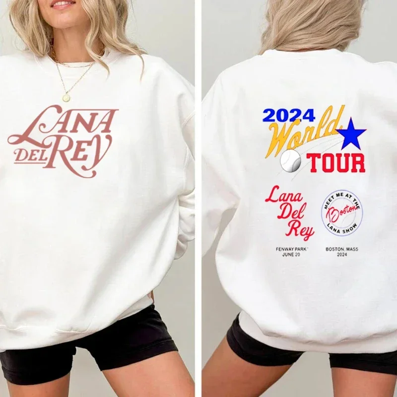 Singer Lana Del Ray Text Crew Neck Sweatshirt Printed Y2k Retro Top  Comfortable Clothing Loose Harajuku Style