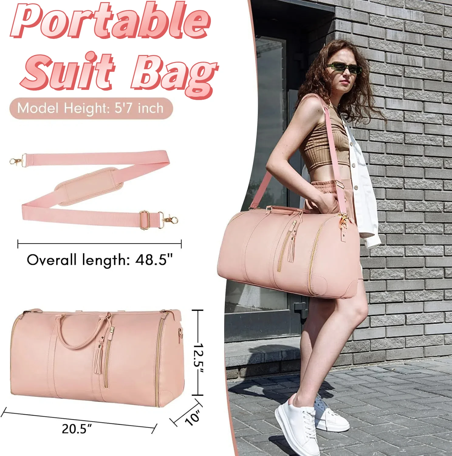 Business Suit Bag Portable Hand Strap Shoulder Strap Travel Bag Garment Bag Carry-On Convertible 2-In-1 Hanging Luggage Bag