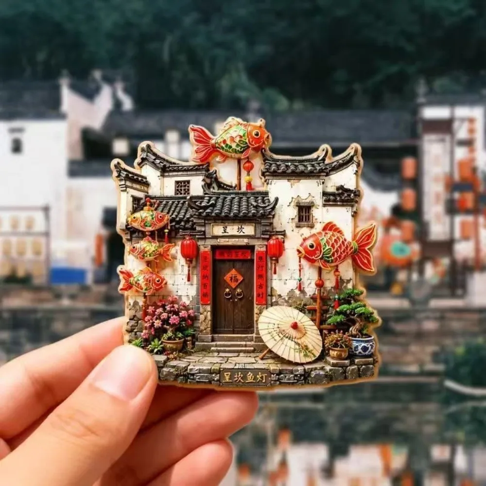 Creative God of Wealth Refrigerator Magnet Shop Shape House Home Decoration Foods Rustic Style Magnetic Sticker Gift