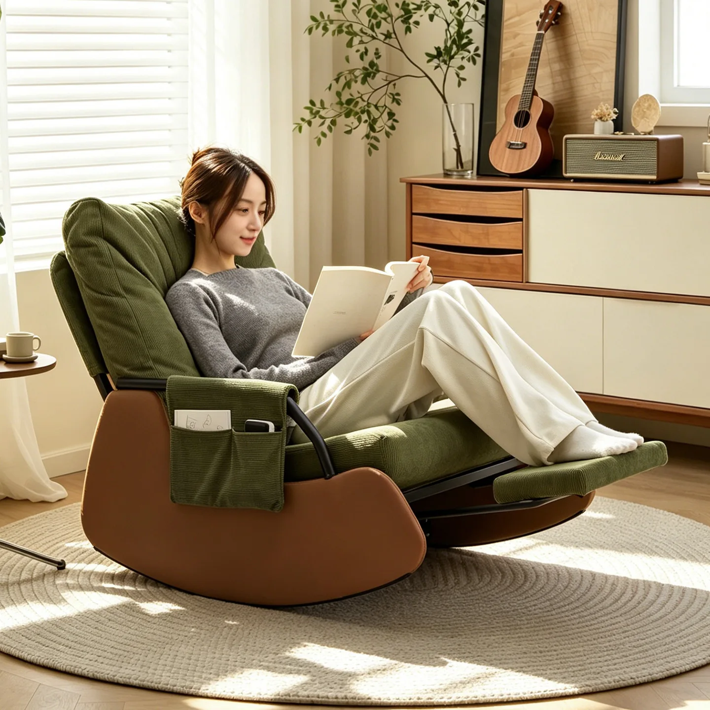Rocking Chair Reclining Chair Living Room Balcony Household Rocking Chair Single Lazy Sofa  Leisure Rocking