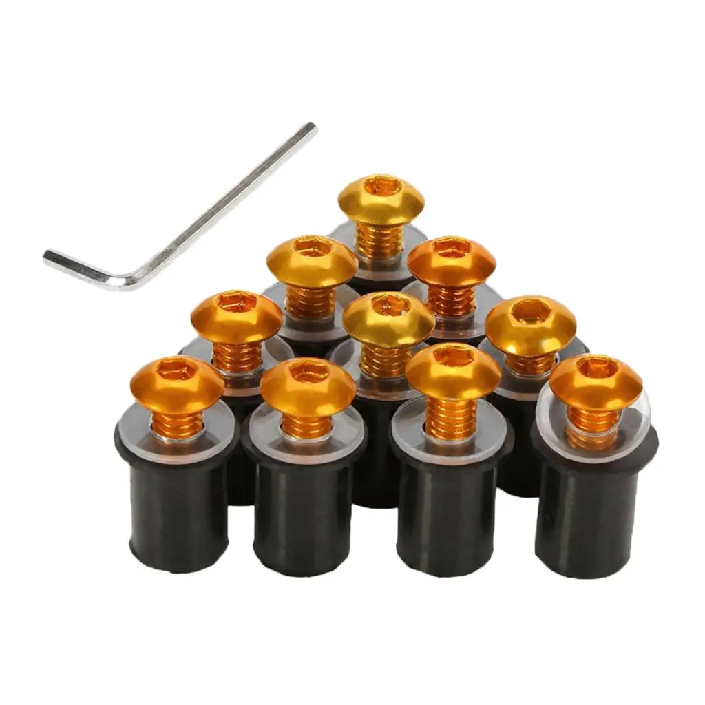 

10 Pcs Aluminum Windshield Bolts 5mm With Hexagonal Motorcycle
