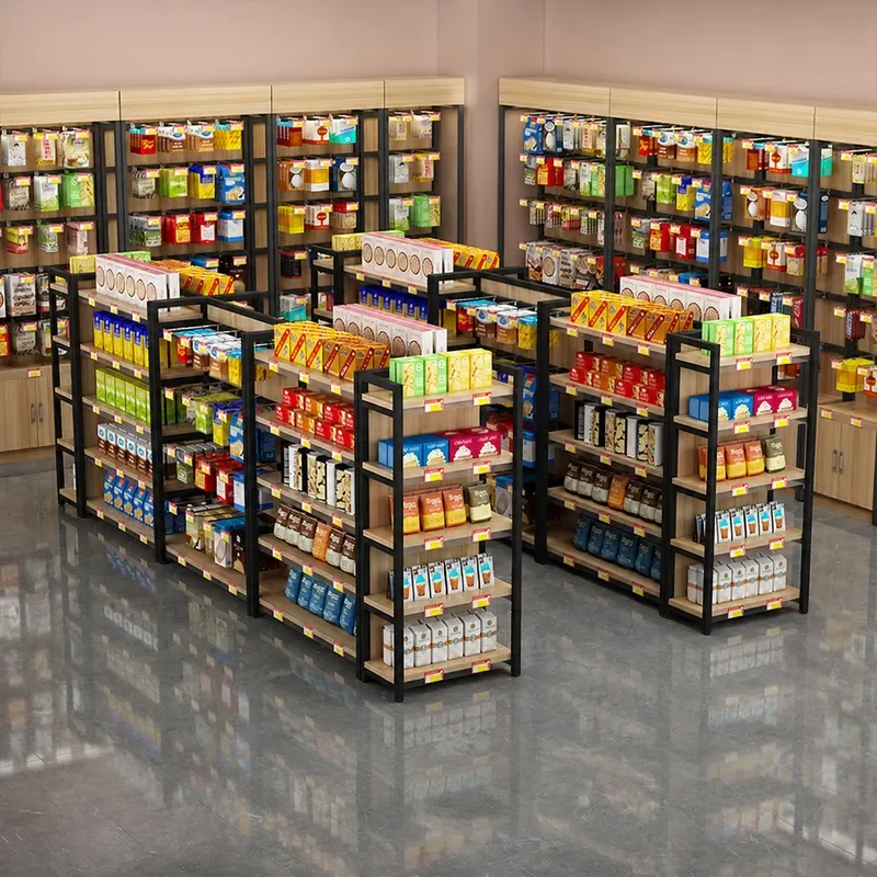 Double Sided Supermarket Display Shelf for Convenience Store Snack Stationery Product Sample Storage Rack