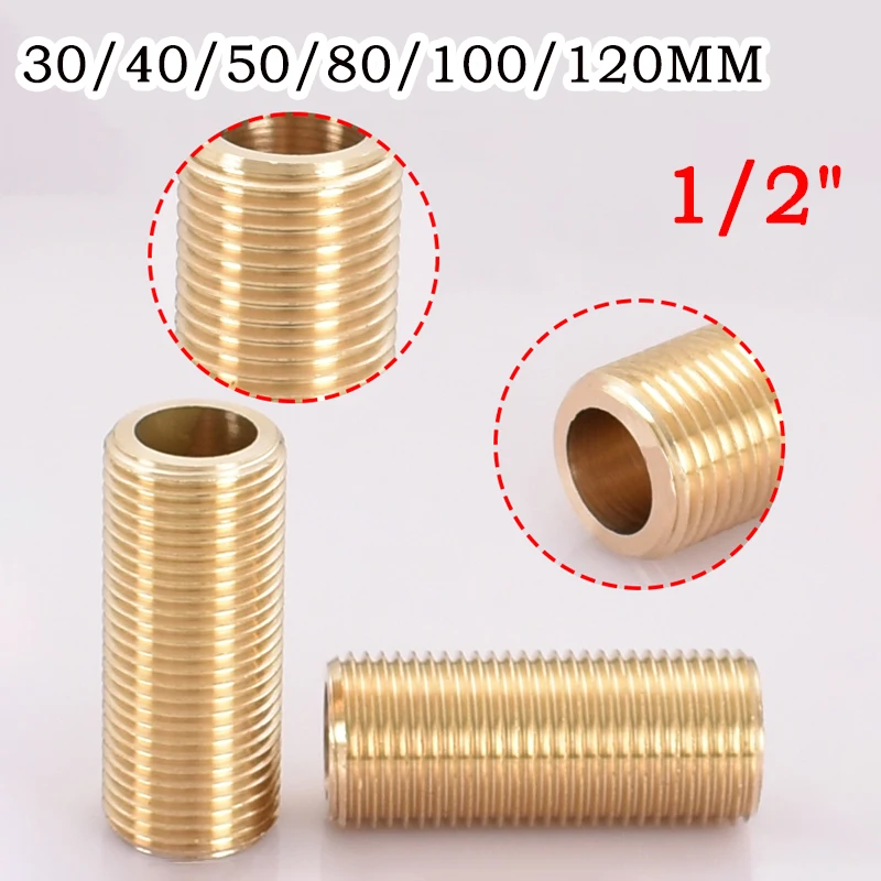 

1 ~ 10 шт. BSP 1/2 "L:30 ~ 120 мм латунный полный полый ниппель с резьбой DIY осветительные аксессуары осветительное основание соединительные аксессуары