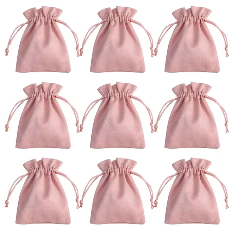 

Pink Flannel Gift Bags 7x9cm 9x12cm Party Candy Logo Sack Makeup Jewelry Packaging Pouches