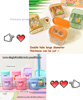 1/2Pcs Cartoon Pencil Sharpener Single/Double Hole Pencil Cutter Tool Student Stationery  Capybara Double Hole Pencil Sharpener