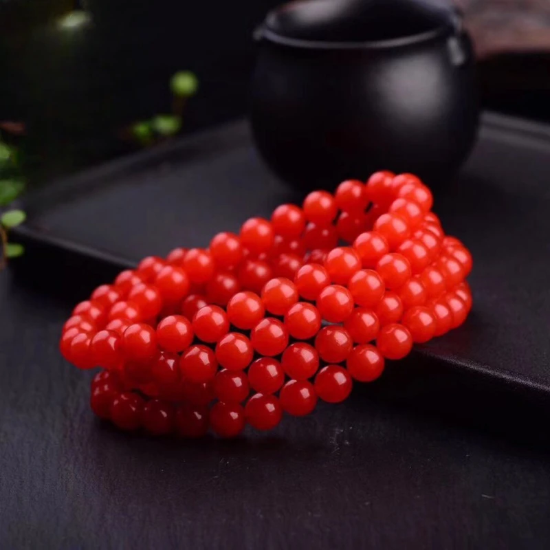 

Оригинальный браслет Liangshan Cherry Red Nanhong с агатом, 108 натуральных бусин Будды, полных мяса, полных кругов, мужские