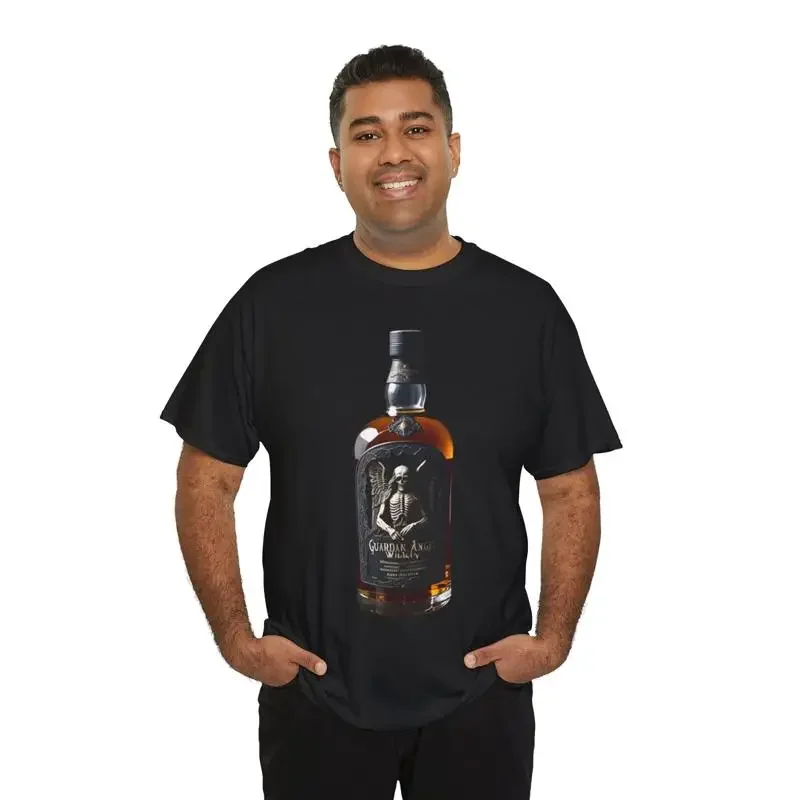 Gaurdian Angel Whiskey Skull Art T Shirt Print Drawing Funny Humorous