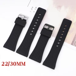 Correa de silicona de goma negra para hombre, accesorios de pulsera para reloj, resistente al agua, hebilla de liberación rápida para buceo, 22mm, 30mm