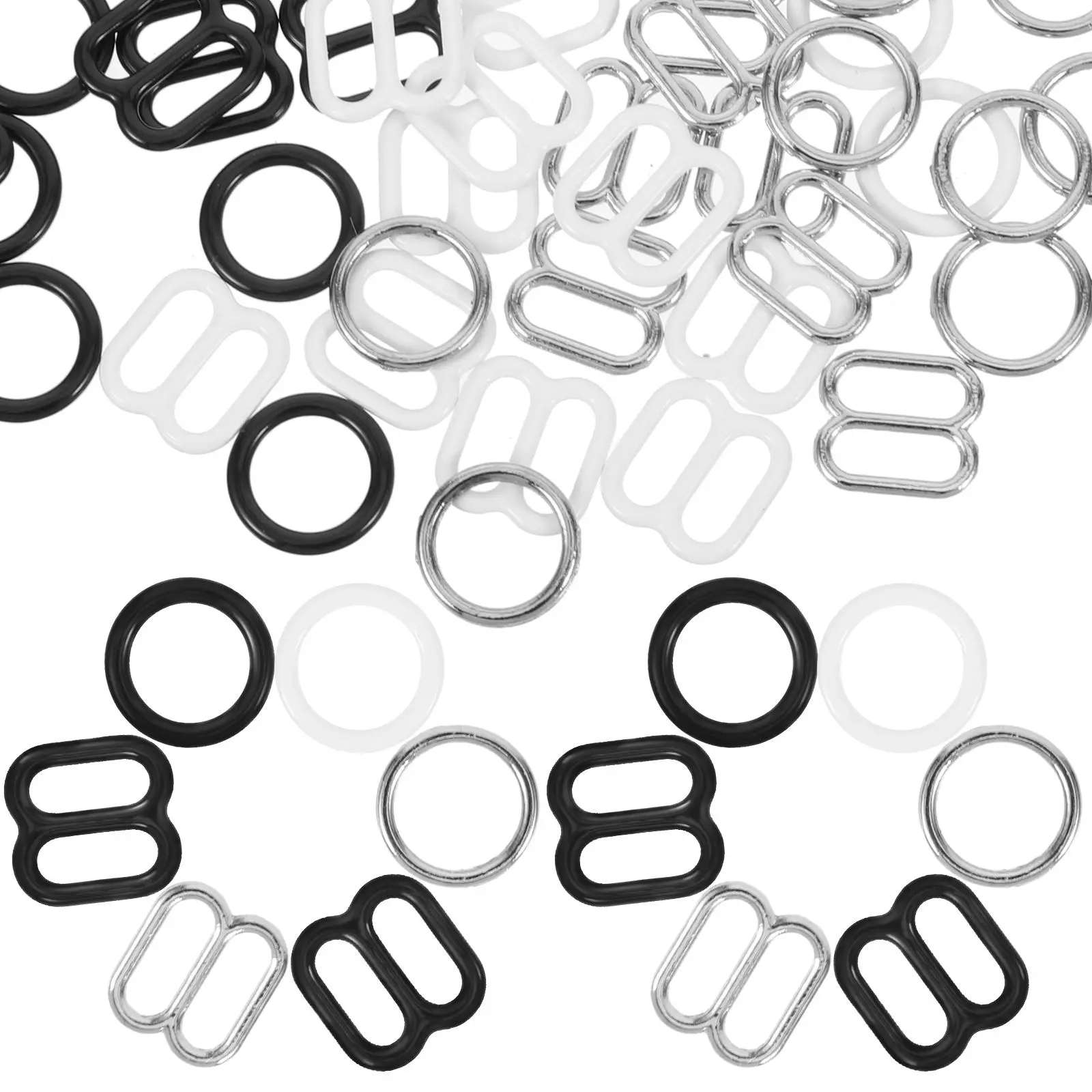 

30 Pairs Bra Buckle Adjustable Hooks 8MM Diameter Black Alloy Strap Adjuster Women Supply Sewing Accessories