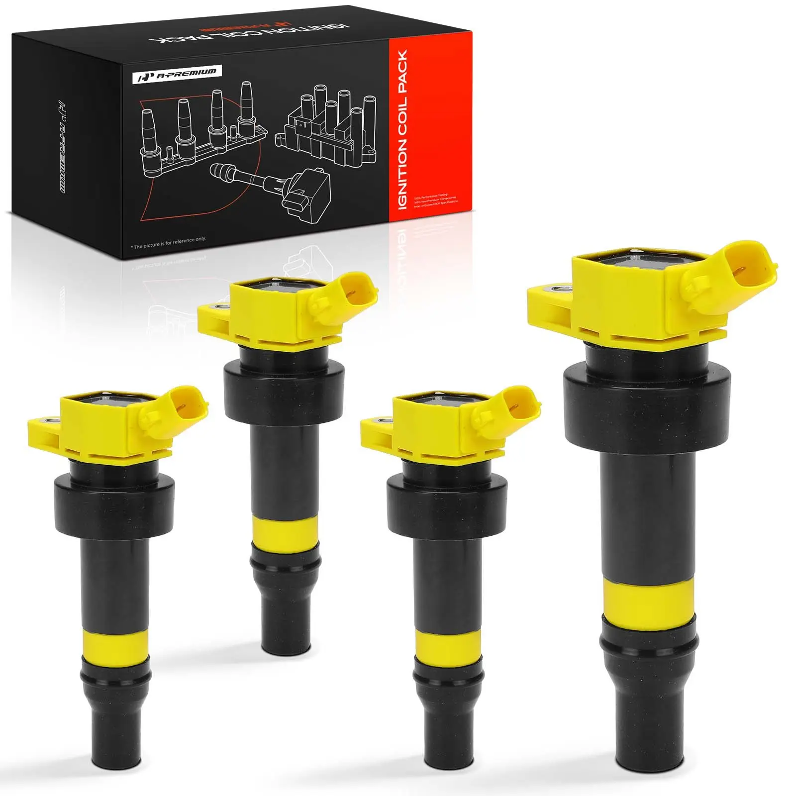 A-Premium 4pcs Yellow Ignition Coils for Kia Soul Rio 2012-2019 Hyundai Accent 2012-2022 Veloster 2012-2017