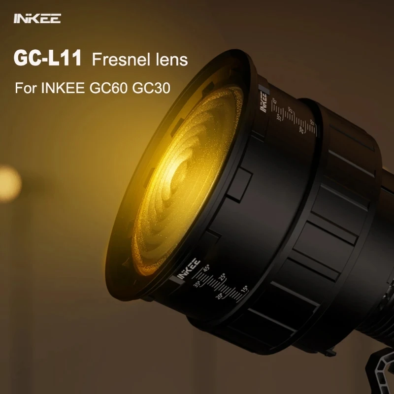 INKEE GC-L11 Fresnel Lens with Barndoor for GC60/GC Photography Spotlight Fill Light for Youtube Live Light